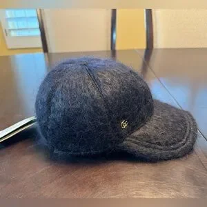 Gucci Mohair Baseball Cat GG Black Hat size M New Authentic Gucci GG Logo Mohair Black Baseball Hat Size L  main image 3